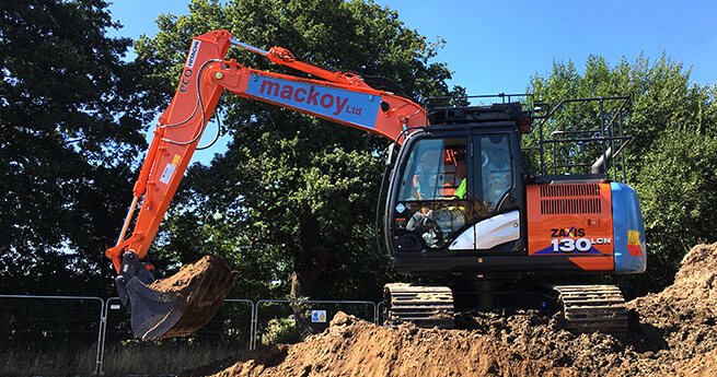 Mackoy Plant Machinery Groundworks Excavtor on Site Performing Earthworks