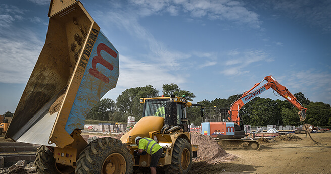 Groundworks taken out at North Stoneham Park by Mackoy Ltd Plant Machinery on Site